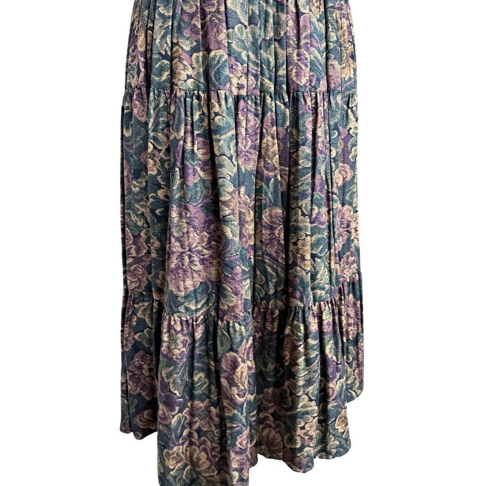 Vintage Cactus Flower Floral Tapestry Western Skirt Cottagecore Boho Midi Size S - Picture 3 of 6